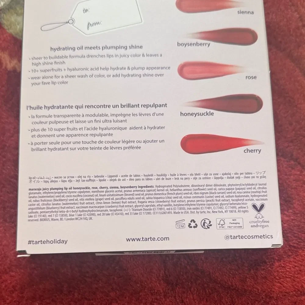 Tarte Lip Plumping Oil Set - Red, Pink, Cream Shades